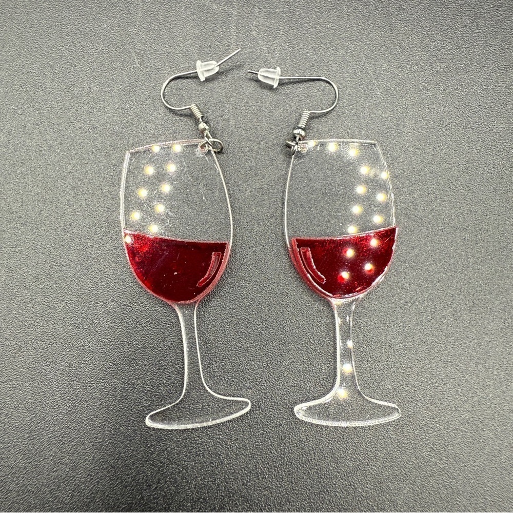 Wine Glass Pierced Acrylic Earrings - Picture 8 of 8